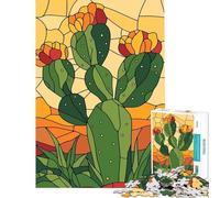 Puzzle de 1000 pièces pour Adultes Motif Cactus et vitrail idéal pour Un Jeu éducatif et intellectuel Une activité Artistique ou Un Cadeau pour Toute la Famille (38x52cm)