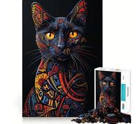 Puzzle de 1000 pièces pour Adultes,Motif Calligraphie Chat,Jeu de logique à pièces ajustées,pour des Moments de détente et de Plaisir,Cadeau d'anniversaire Original (38x52cm)