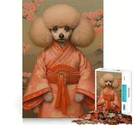 Puzzle de 1000 pièces pour Adultes, Motif Caniche et Geisha, décoration soignée, Exercice Mental, Jeu de rôle et de détente, pour Noël (38x26cm)