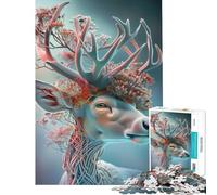 Puzzle de 1000 pièces pour Adultes Motif cerf Bloomy synthétique pour s'amuser à la Maison et améliorer sa mémoire Jeu éducatif adapté aux 14 Ans et Plus (38x26cm)