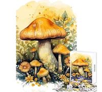 Puzzle de 1000 pièces pour Adultes Motif Champignons Aquarelle Anti-Stress Jeu de réflexion avec Poster et fiche de Questions Assortis Dimensions 38x26cm