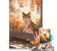 Puzzle de 1000 pièces pour Adultes, Motif Chat et Fleur de Gingembre, Jouet à Monter soi-même, activité Parent-Enfant, renforce Les Liens du Couple 38x26cm