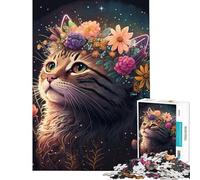 Puzzle de 1000 pièces pour Adultes Motif Chat et Fleur néon idéal pour Un Anniversaire ou Noël Décoration familiale Amusante pour la Maison Convient aux Personnes de 14 Ans et Plus (38x26cm)