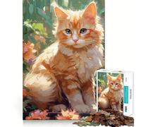 Puzzle de 1000 pièces pour Adultes,Motif Chat et Fleurs Mignonnes,idéal pour décorer et stimuler l'esprit,Un Jeu Amusant pour se détendre et Passer Un Bon Moment,Cadeau de Noël (50x75cm)