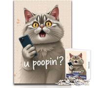 Puzzle de 1000 pièces pour Adultes - Motif Chat et téléphone - Activité de Loisirs Calme et agréable - Finitions de qualité supérieure - Dimensions:38x26cm