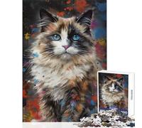 Puzzle de 1000 pièces pour Adultes, Motif Chat Ragdoll, à Peindre soi-même, Jouet éducatif à Offrir aux Femmes et aux Hommes, avec Poster et fiche de Questions Assortis (38x26cm)