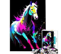Puzzle de 1000 pièces pour Adultes Motif Cheval Abstrait Jeu intellectuel Casse-tête Analyse et logique Cadeau et Jouet idéal (Dimensions 75x50cm)