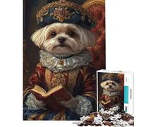 Puzzle de 1000 pièces pour Adultes Motif Chien Maltais inspiré de la Renaissance défi éducatif Une œuvre d'art Jouet Anti-Stress pour Les 14 Ans et Plus (38x26cm)