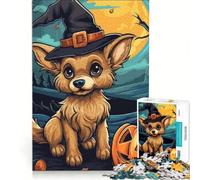Puzzle de 1000 pièces pour Adultes, Motif Chien Mignon pour Halloween, Jeu de réflexion, Difficile, Cadeau Original pour Un Anniversaire ou Noël 38x52cm