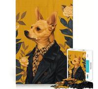 Puzzle de 1000 pièces pour Adultes,Motif Chihuahua,décor botanique,articulations Lisses,Casse-tête logique Amusant,Jeu Occasionnel,scène de Noël (38x26cm)