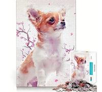 Puzzle de 1000 pièces pour Adultes,Motif Chihuahua Sakura,découpe Parfaite,Jeu de Concentration Amusant, pour Un Moment de détente et de Plaisir,Cadeau d'anniversaire ou de Loisir 50x75cm