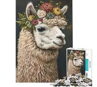 Puzzle de 1000 pièces pour Adultes Motif Couronne de Fleurs d'alpaga défi éducatif Course de Vitesse Manuelle Casse-tête pour Les 14 Ans et Plus (38x26cm)