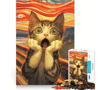 Puzzle de 1000 pièces pour Adultes Motif : Cri de Chat Jeu de précision et d'adresse mentale Idéal pour se détendre et Passer Un Moment agréable Cadeau Artistique de Noël (38x52cm)