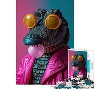 Puzzle de 1000 pièces pour Adultes Motif Crocodile et Chewing-Gum Jeu éducatif Stimulant et Anti-Stress pour Un Anniversaire (38x52cm)