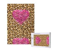Puzzle de 1000 pièces pour Adultes, Motif cœurs Roses Scintillants et léopard. Un Jeu de Puzzle Stimulant.