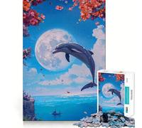 Puzzle de 1000 pièces pour Adultes,Motif Dauphin Aquarelle,Casse-tête logique,découpe de précision,Bords Lisses, pour Les réunions de Famille (50x75cm)