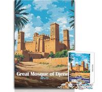 Puzzle de 1000 pièces pour Adultes - Motif de la Grande Mosquée de Djenné - Jeu éducatif d'assemblage pour Les Amateurs de Jeux (Taille 50x75cm)