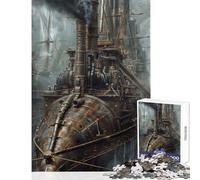 Puzzle de 1000 pièces pour Adultes Motif dirigeable Steampunk décoration Murale et Jeu éducatif pour Un Anniversaire ou Noël Dimensions 38x26cm