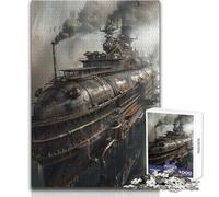 Puzzle de 1000 pièces pour Adultes, Motif dirigeable Steampunk, pour Un Moment de détente et de Loisirs Découpe Fine et Lisse Dimensions 38x52cm