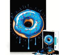 Puzzle de 1000 pièces pour Adultes,Motif Donuts à la Craie Bleue,Jeu de réflexion, pour se détendre et s'amuser Lors d'un Anniversaire (50x75cm)