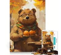 Puzzle de 1000 pièces pour adultes, motif d'ours, motif d'automne, coupe précise, jeu de réflexion intelligent, jeu de relaxation, 38 x 26 cm