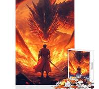 Puzzle de 1000 pièces pour Adultes Motif Dragon de feu et Chevalier idéal pour la décoration intérieure Un Cadeau Artistique et Un Jeu Familial Pièces de Formes aléatoires Parfaitement emboîtables