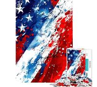 Puzzle de 1000 pièces pour Adultes Motif Drapeau américain Abstrait à Monter soi-même décoration Murale Cadeau Original pour Anniversaire et Noël (50x75cm)