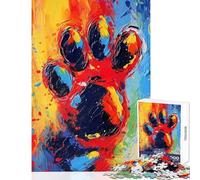 Puzzle de 1000 pièces pour Adultes Motif Empreinte de Patte de Chien Peinture Abstraite Jeu Relaxant pour Toute la Famille Jouet éducatif Cadeau Original d'anniversaire ou de Noël (50x75cm)