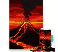 Puzzle de 1000 pièces pour Adultes,Motif éruption volcanique,Style vitrail Jeu de logique,découpe de précision,Bords Lisses pour Les réunions de Famille (38x52cm)