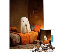 Puzzle de 1000 pièces pour Adultes Motif Fantôme en prière Mignon dans Une Chambre Cosy Jeu éducatif Stimulant et Anti-Stress Convient aux 14 Ans et Plus (50x75cm)