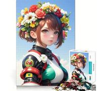 Puzzle de 1000 pièces pour Adultes,Motif Fille Anime avec Couronne de Fleurs Jeu de mémoire Amusant et Net Composants Robustes Cadeau Unique pour soulager Le Stress (38x52cm)