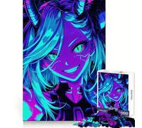 Puzzle de 1000 pièces pour Adultes, Motif Fille Anime Bleue, idéal pour développer Les capacités cognitives, apaiser l'esprit et s'amuser Solide et Amusant Cadeau de Noël (38x52cm)