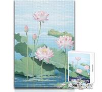 Puzzle de 1000 pièces pour Adultes - Motif Fleur de Lotus Japonaise Bleue - Jeu Stimulant et Difficile - Idée Cadeau - Dimensions : 50x75cm