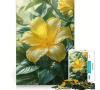 Puzzle de 1000 pièces pour Adultes,Motif Fleur Jaune et Feuilles Vertes,Jeu de réflexion et d'exercice,sans Espace,activité de Partage idéale pour Les Proches (50x75cm)