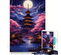 Puzzle de 1000 pièces pour Adultes,Motif Fleurs de Cerisier,Art Japonais,découpe Nette,défi cérébral,Jeu Amusant pour Passer Le Temps,Cadeau d'anniversaire (38x26cm)