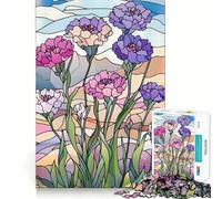Puzzle de 1000 pièces pour Adultes, Motif Fleurs en vitrail, Bords Fins, Jeu cognitif et Relaxant, décoration Murale de Noël (38x26cm)