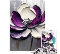 Puzzle de 1000 pièces pour Adultes Motif Floral Abstrait Violet et Blanc Jouet addictif pour cultiver la Patience Jeu Pratique et Stimulant Cadeau d'anniversaire (Taille 75x50cm)