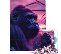 Puzzle de 1000 pièces pour Adultes Motif Gorille et Coucher de Soleil idéal pour Un Jeu éducatif Stimulant et Original (38x52cm)