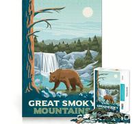 Puzzle de 1000 pièces pour Adultes,Motif Great Smoky Mountains,découpe Premium,Jeu Amusant et Stimulant pour Le Cerveau,Cadeau de Noël apaisant (38x26cm)
