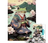 Puzzle de 1000 pièces pour Adultes Motif Grenouille en Kimono et Fleurs de Cerisier Difficile et Stimulant décoration intérieure Jouet éducatif à partir de 14 Ans (38x52cm)
