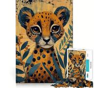 Puzzle de 1000 pièces pour Adultes,Motif guépard Abstrait,découpe soignée,Jouet de réflexion et d'entraînement,Jeu de Loisirs,Cadeau Festif (50x75cm)