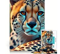 Puzzle de 1000 pièces pour Adultes,Motif guépard,Faune Sauvage,découpe Nette,défi cérébral,Jeu Amusant pour Passer Le Temps,Cadeau d'anniversaire (38x26cm)