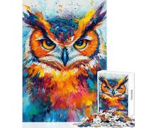 Puzzle de 1000 pièces pour Adultes Motif Hibou coloré à Monter soi-même Cadeau d'anniversaire Amusant et Humoristique (Dimensions 38x26cm)