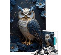 Puzzle de 1000 pièces pour Adultes Motif Hibou et Fleurs Style Kintsugi Puzzle à Monter soi-même défi Difficile Cadeau d'anniversaire (50x75cm)