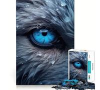 Puzzle de 1000 pièces pour Adultes,Motif œil de Loup Bleu,décoration soignée,Jeu cognitif et Amusant,Jeu de Paix,activité d'anniversaire (38x52cm)