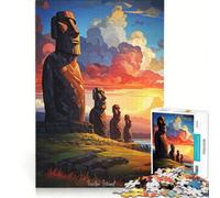 Puzzle de 1000 pièces pour Adultes, Motif Île de Pâques, Peinture à l'huile, Jeu Impossible, Difficile, Cadeau d'anniversaire ou Autre 38x26cm
