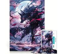 Puzzle de 1000 pièces pour Adultes,Motif Kitsune Sakura Noir,découpe Fine,Jeu de Concentration,Jeu de Calme,activité d'anniversaire (50x75cm)