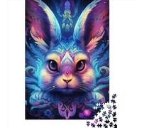 Puzzle de 1000 pièces pour Adultes, Motif Lapin, en Bois, carré, pièces Uniques, Jeu éducatif et Amusant, 1000 pièces (75 x 50 cm)