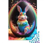 Puzzle de 1000 pièces pour Adultes, Motif Lapin Mignon, Jeu Stimulant pour Le Cerveau, Format 38 x 26 cm.