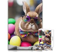Puzzle de 1000 pièces pour Adultes, Motif Lapin Rigolo, Jeu éducatif de Pâques pour Toute la Famille, pour Les Femmes ou Les pères Noël Secrets Dimensions : 38x26cm